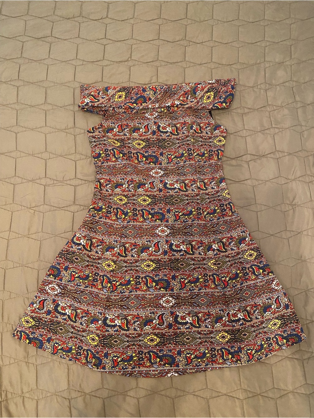 Zara size S off shoulder Multicolor Paisley Print Dress